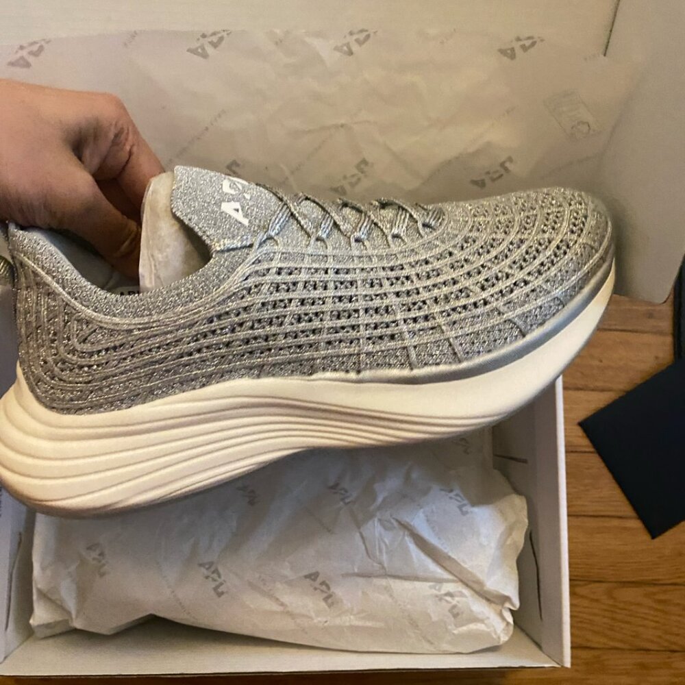 [BRAND NEW, IN BOX] APL: TechLoom Zipline Sneakers - SILVER + GLITTER